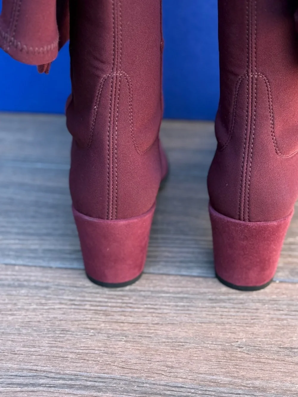 Stuart Weitzman 5050 block heel OTK cabernet boot size 7.5M